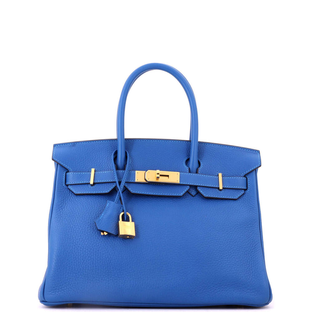Hermes Birkin 30 Blue Clemence with Gold Hardware